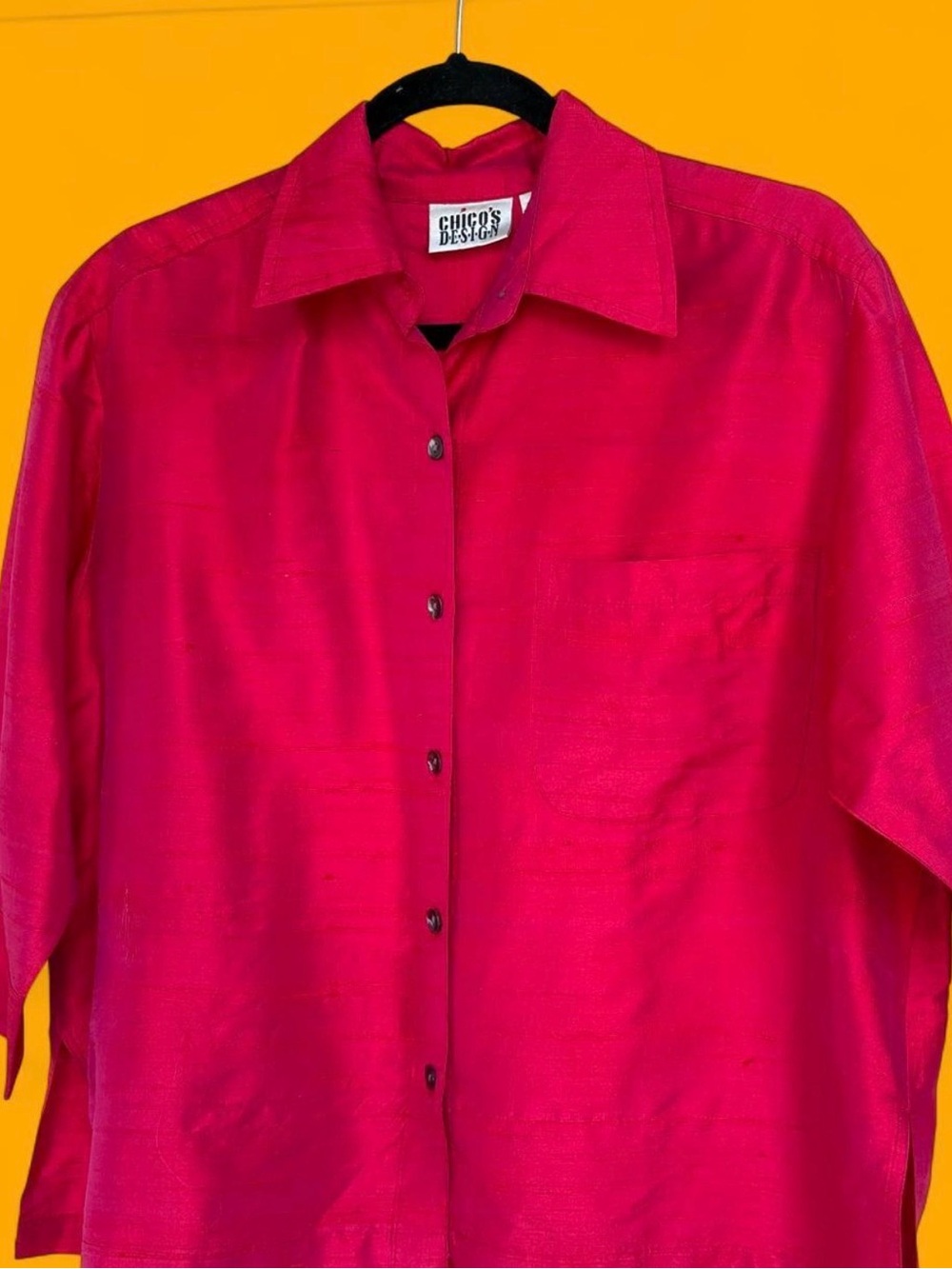 Chico’s Silk Button-Down Jacket